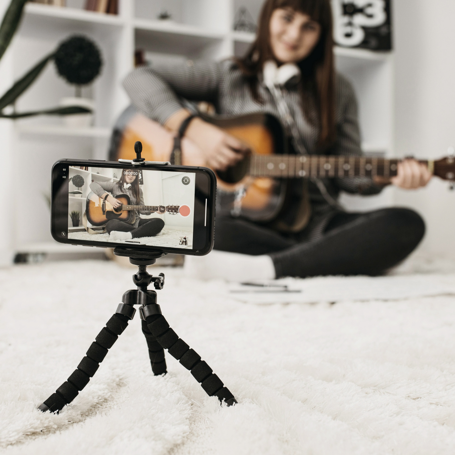 blogueuse-streaming-cours-guitare-appareil-photo-smartphone-maison